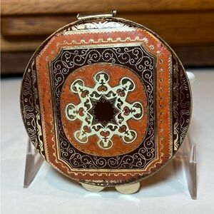 Vintage compact mid century 50-60’s Florentine Italian leather, gold gilt mirror